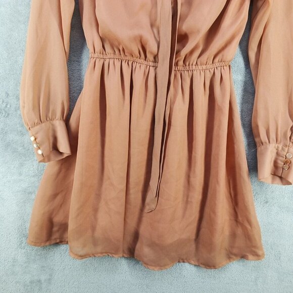 LOVELY GIRL Dress MEDIUM (8-10) Women Pullover Burnt Orange Tie Lightweight - Picture 3 of 13